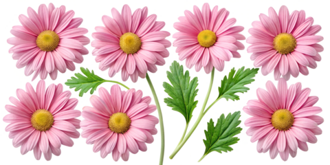 set of flowers background with white daisies  flowers isolated on white background .transparent png