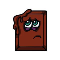 Melting chocolate character cartoon vector illustration