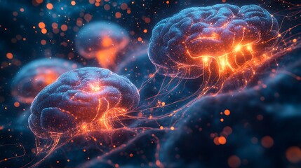 Conceptual image of neurodevelopment stages showing a glowing brain progressing from infancy to adulthood with different areas highlighted