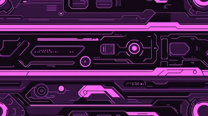 Obraz premium Futuristic Purple and Black Tech Interface Background Abstract Digital Circuit Board Design