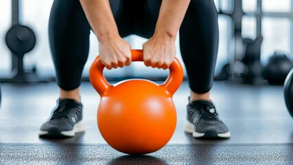 Engaging workout routine featuring kettlebell exercises in a modern gym setting with an emphasis on strength training