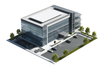 Modern Office Building Isometric View: Contemporary Commercial Architecture