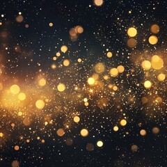 Obraz premium Glittering Golden Bokeh Lights on Dark Background - Abstract Festive Overlay.