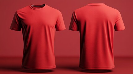 Red T-Shirt Mockup Front and Back View, 3D Render, Clothing Design, Apparel Template T-Shirt Mockup, Apparel Design