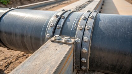 A closeup image emphasizes the seam between two adjacent culverts showing the careful alignment and welding done to ensure a watertight connection. The intricate details of the