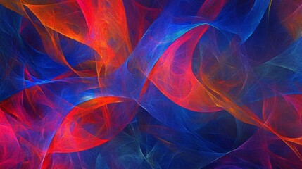 Fototapeta premium Abstract Blue and Red Energy Flow Fractal Art Composition, Abstract Background, Digital Painting Fractal art, abstract art