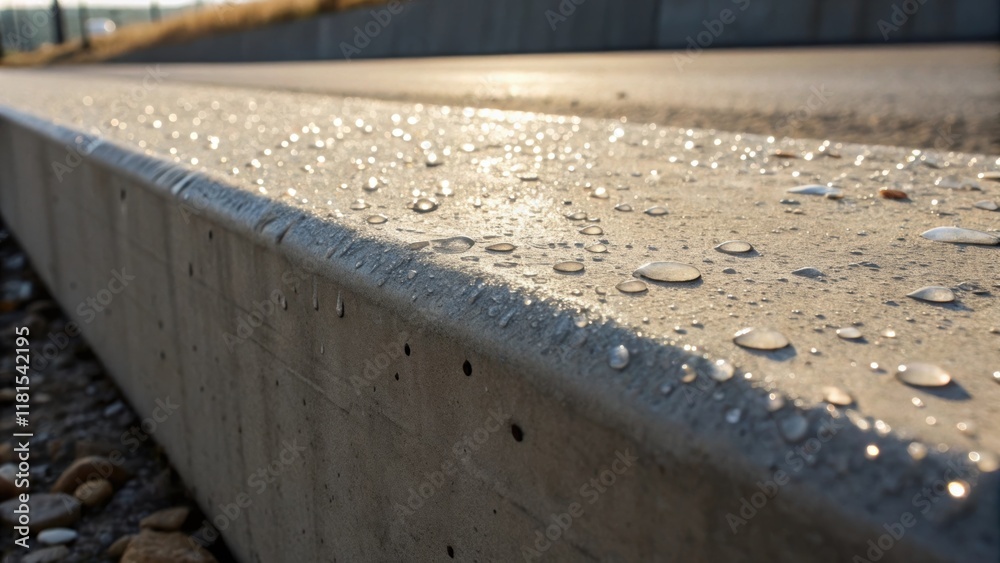 Aufkleber a closeup of the end of a concrete median revealing the solid mass and the slight imperfections inhe