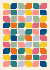 Geometric scandinavian bauhaus artwork design. Colorful mid century simple illustration
