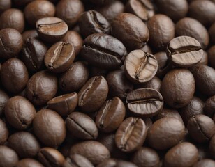 Fototapeta premium roasted coffee beans food background, realistic illustration