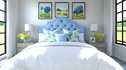 Bedroom Decor Creates Tranquil Space with Floral Accents and Soft Colors