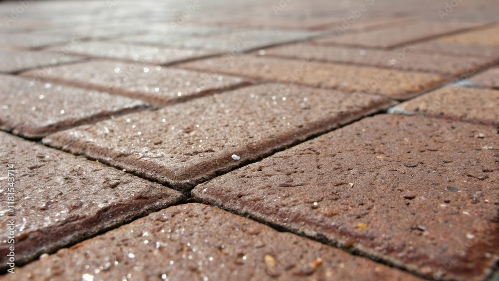 Poster a closeup view of a single pre paver reveals intricate surface details. fine grooves and tiny speckl