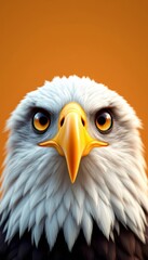 Obraz premium Captivating Close-Up, A Majestic Eagle,s Intense Gaze Against an Orange Canvas