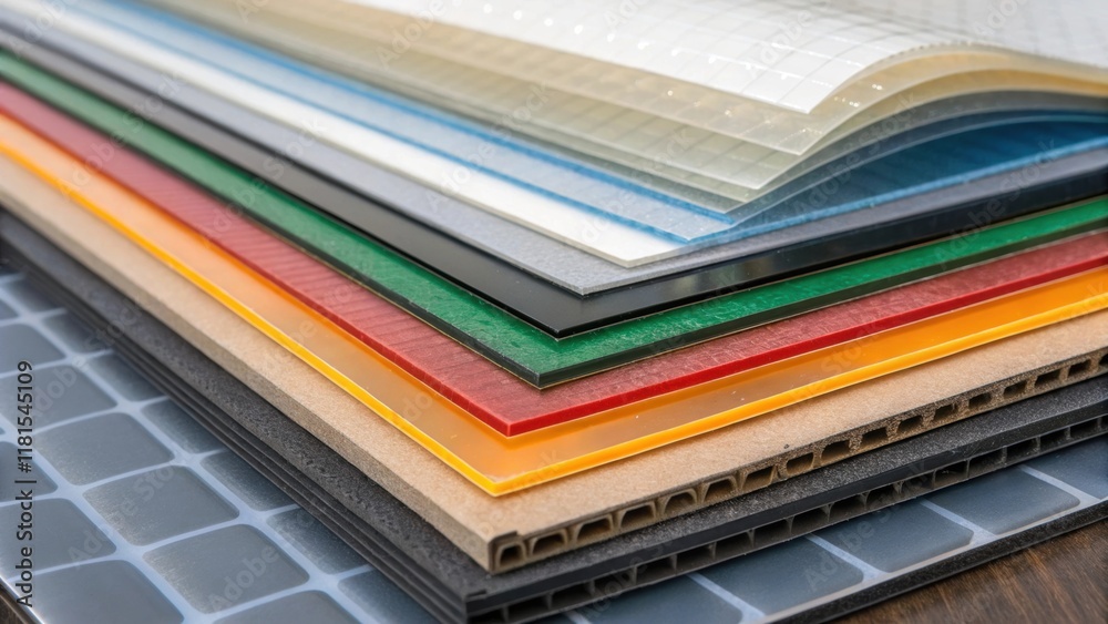 Poster A detailed examination of insulating materials showcasing various types of dielectric films and layers. Each sheet is layered strategically reflecting a spectrum of translucent and