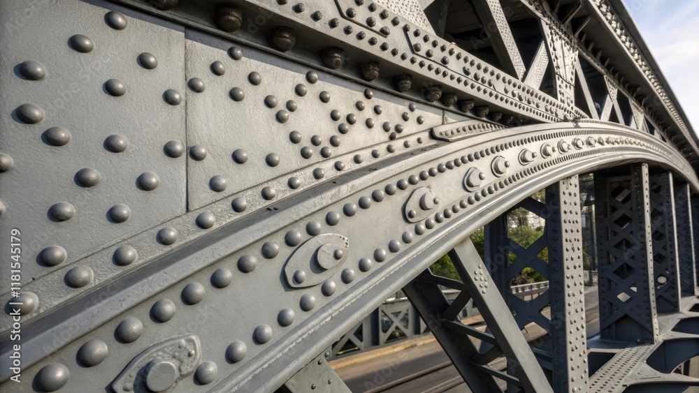 Poster a detailed examination of the steel plate connecting two primary trusses shows intricate patterns of