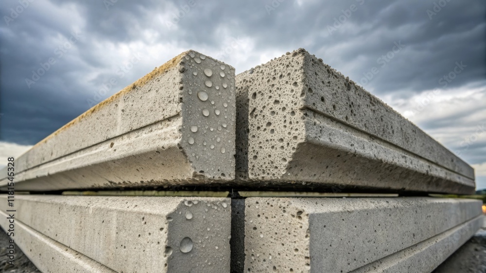Aufkleber A detailed image focusing on the joints between two stacked precast sections emphasizing the precision of the connections. The rough unfinished concrete contrasts with the polished