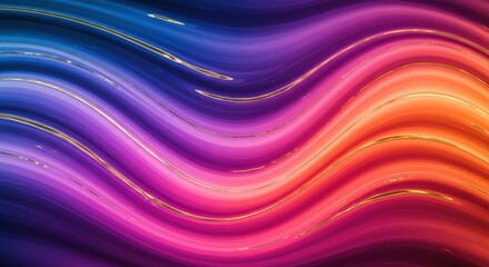 Naklejka premium Abstract Rainbow Waves: An abstract and vibrant backdrop featuring a captivating arrangement of undulating waves in a spectrum of rainbow hues.