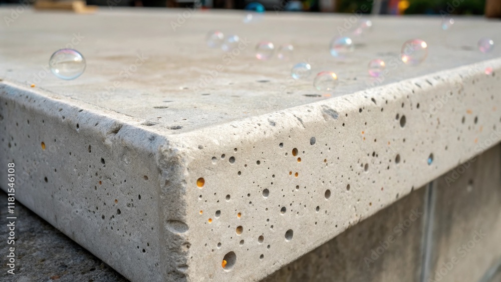 Poster A detailed shot focusing on the surface of a precast concrete segment revealing small blemishes and variations in color that tell the story of its creation. Tiny air bubbles are