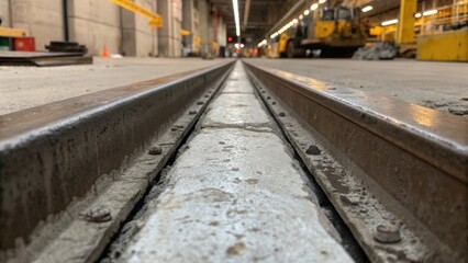 A detailed shot of a connecting seam between two subway segments showcasing the flanged edges and weathered sealant application. The texture of the concrete is palpable with chips
