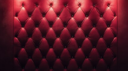 Obraz premium Luxurious Red Tufted Leather Upholstery with Diamond Pattern and Button Accents, Rich Texture Background.