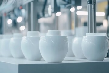 White Dairy Product Packaging in Production Line