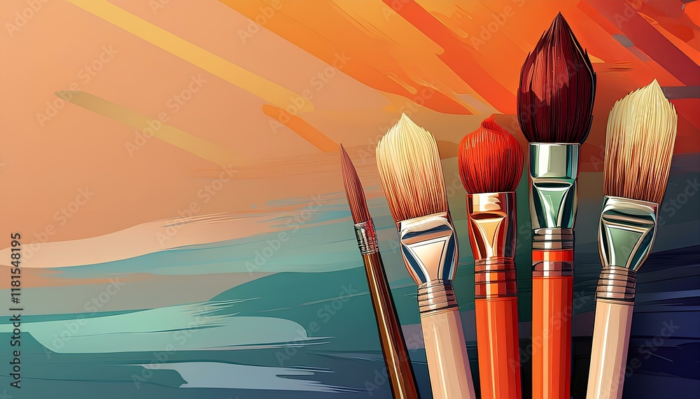 Aufkleber Brush and paint in colorful illustrations with copy space for add text, design, web pages and banners.