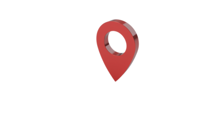 Red Location Pin 3D Icon Symbolizing Geographical Position or Mapping Isolated on a Transparent Background (PNG).