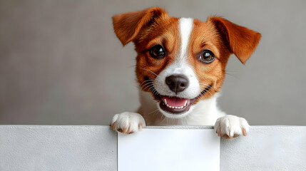 Cute Dog Holds Blank Sign: Pet Adoption, Animal Rescue, Puppy Love