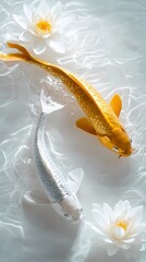Naklejka premium Traditional Chinese 3D Pond and Koi Poster Background