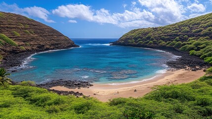 Fototapeta premium Secluded Hawaiian Cove: A Tropical Paradise