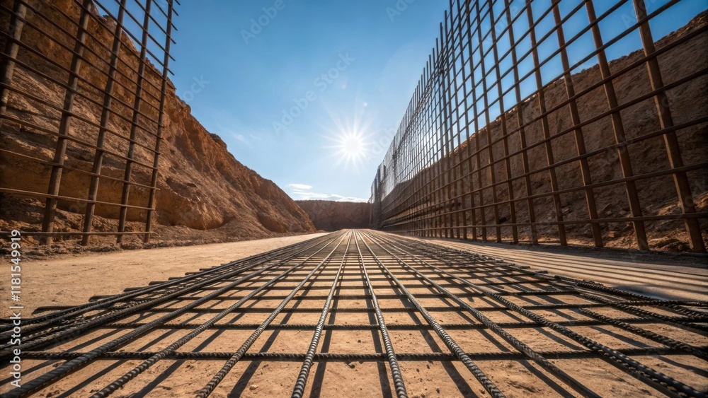 Leinwandbilder a lole view of the reinforcement grids capturing their imposing presence as they rise towards the sk