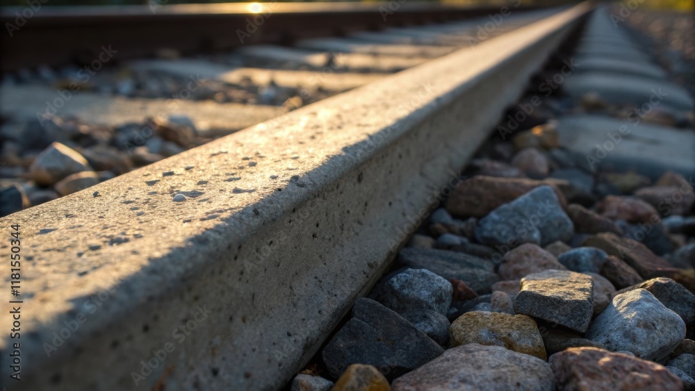 Aufkleber A macro perspective capturing the interplay of light and shadow on a single concrete rail tie revealing the subtle variations in color between the darker and lighter patches