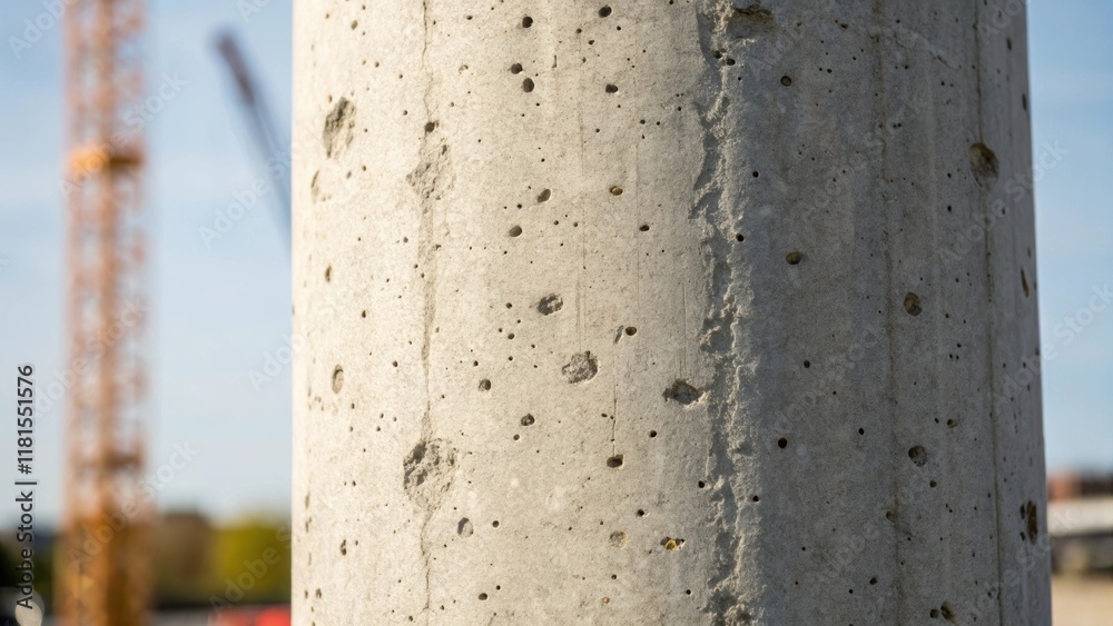 Aufkleber A macro shot of the surface of a precast concrete column focusing on small imperfections and the natural variations in texture. The image captures the weathered rough feel