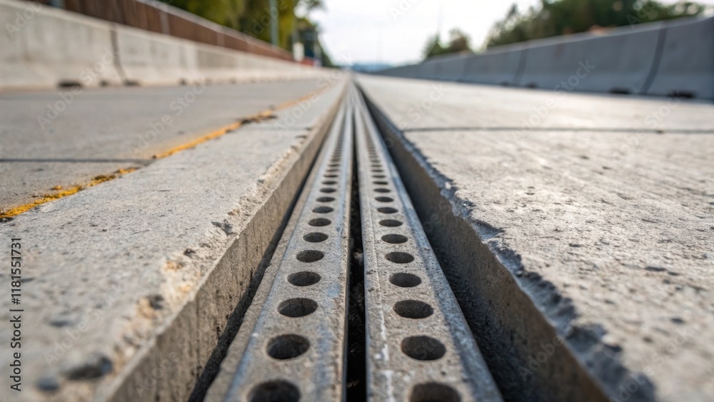 Poster A macro shot reveals the tiny air gaps lining the edges of the expansion joint essential for accommodating movement. The focus is on the structural resiliency these designed voids