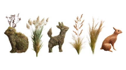 Whimsical Animal Floral Arrangements: A Botanical Art Collage