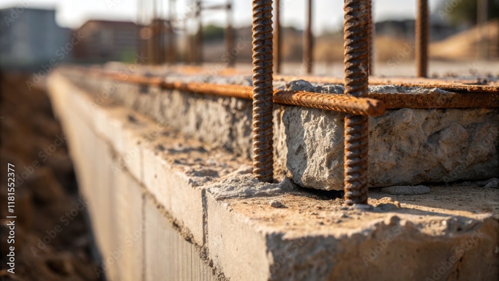 Fototapete an abstract shot focusing on the crosssection of a foundation pile revealing the reinforced concrete