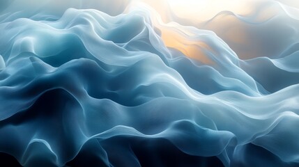 Obraz premium Abstract flowing blue waves. Ethereal gradient background, smooth lines. Modern texture, light and airy design.