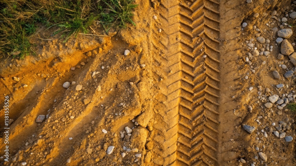 Poster an intense closeup reveals the textured surface of compacted earth surrounding the construction site