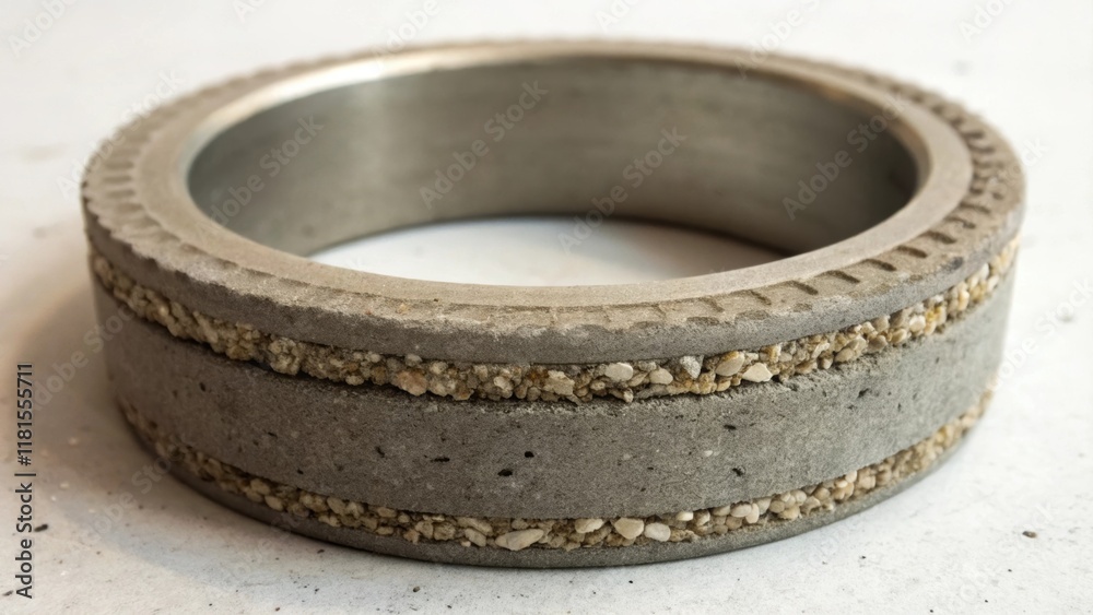 Poster An intimate view of a single precast tunnel ring reveals the layered textures visible on its surface where expert finishing has smoothed out rough edges while retaining a sense of