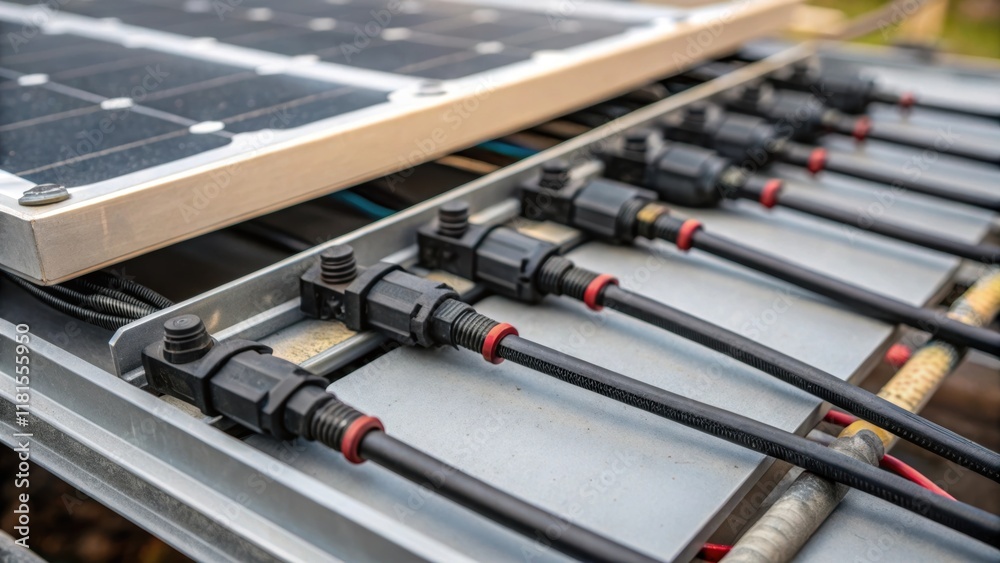 Aufkleber An intricate closeup focuses on a section where multiple panels overlap revealing the complex system of clamps and connectors that hold them together. The slight variations in