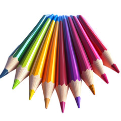 Fototapeta premium Vibrant Rainbow Colored Pencils Arranged in a Stunning Fan Shape Inspiring Creativity and Joyful Art