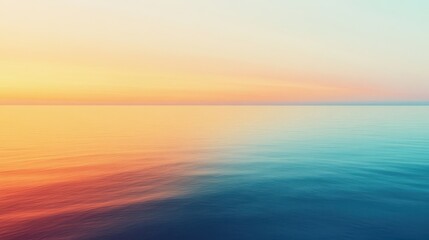 Serene Sunset over Calm Ocean with Vibrant Color Transition.