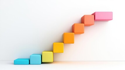Colorful blocks arranged in a stair-step pattern representing growth and progress.