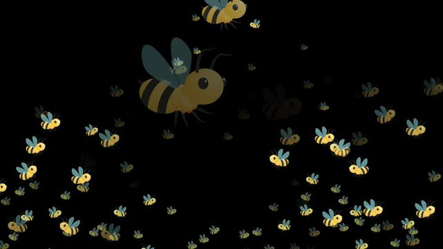bee, emoji, animated, insect, cute, honey, buzzing, nature, flower, pollination, yellow, black, wings, honeycomb, motion, movement, animation, symbol, cheerful, happy, buzzing bee, animal, garden, spr