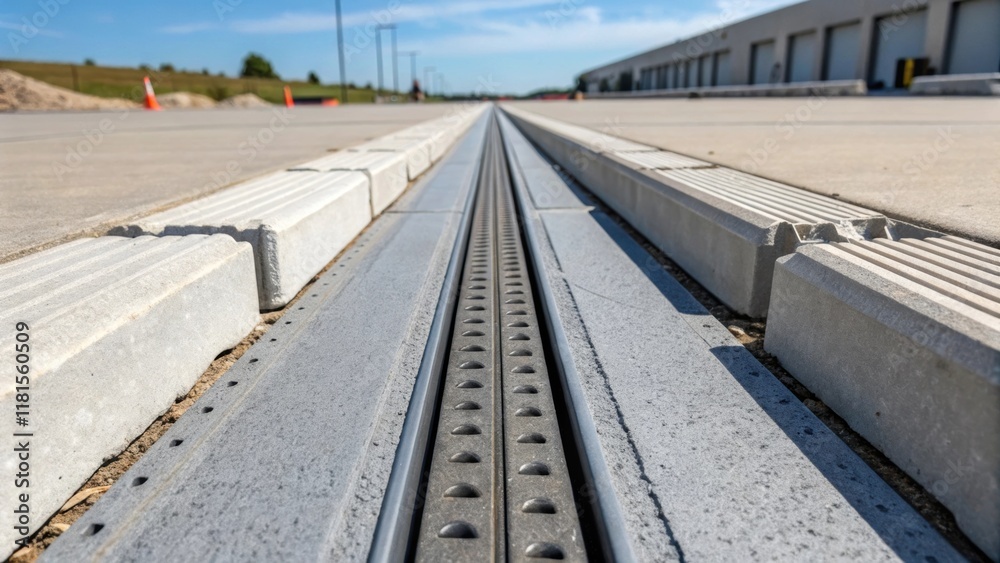 Poster A side angle view showcasing the expansion joints discreet groove design where small drainage channels are visible intended to prevent water accumulation and ensure longevity