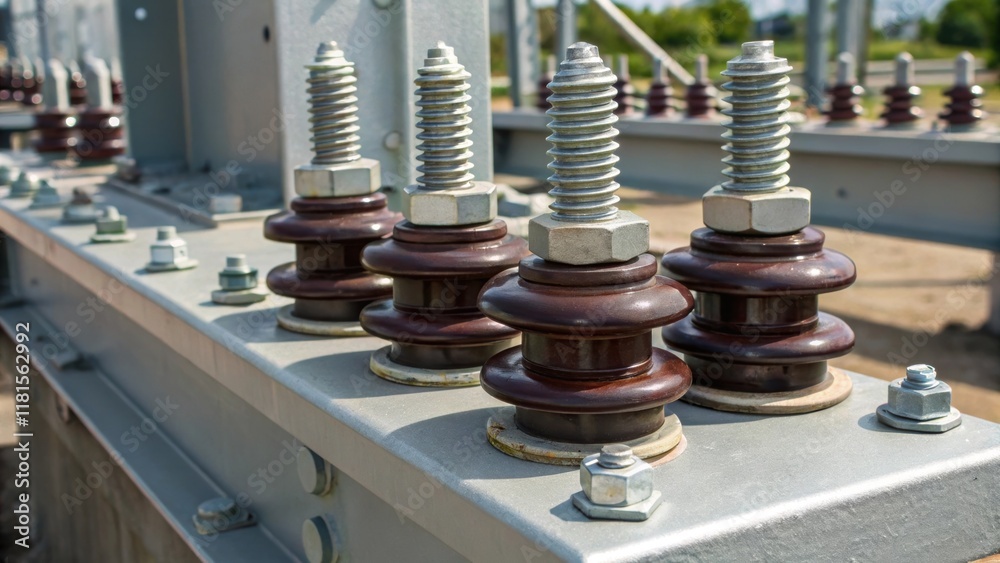 Aufkleber  bolts and screws are ly visible yet essential surrounded by newly fitted insulators that shimmer with a layer of protective coating reflecting both artistry and engineering