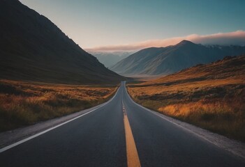 Fototapeta premium empty road picturesque mountain landscape, realistic illustration