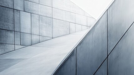 Obraz premium Abstract Architectural Detail Geometric Concrete Ramp with Angular Lines and Minimalist Design.