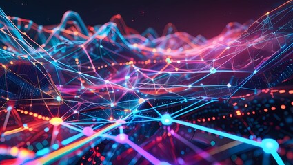 Futuristic Blockchain and AI Technology Network Visualization