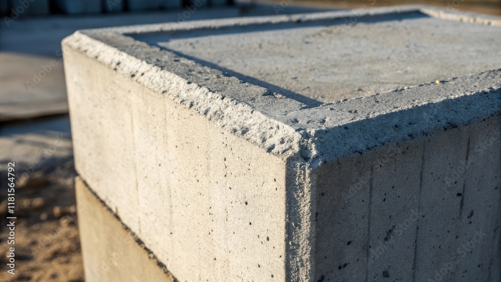 Poster Focusing on a single precast concrete block the shot emphasizes its corner where a slight chipping reveals the robust inner structure. The play of light reflects off its edges