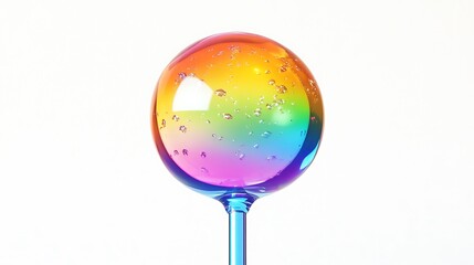 A Lollipop in Vibrant Rainbow Colors on a White Background